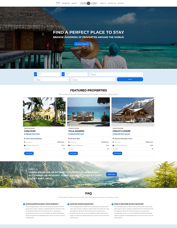 Vacation Rental Software - Website Template #4